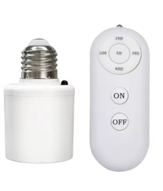 “E27 60W Wireless Remote Control Smart Timer Switch – Smart Lamp Holder with Timer and Remote for Bedroom and Baby Room Lighting”