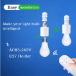 “E27 60W Wireless Remote Control Smart Timer Switch – Smart Lamp Holder with Timer and Remote for Bedroom and Baby Room Lighting”